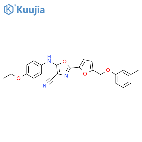 5-(4-ethoxyphenyl)amino-2-{5-(3-methylphenoxy)methylfuran-2-yl}-1,3-oxazole-4-carbonitrile structure
