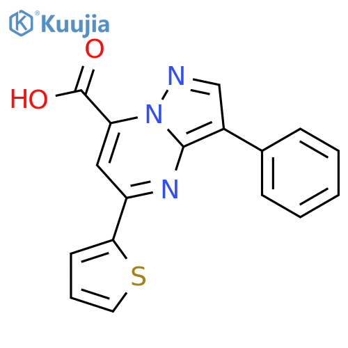 3-Phenyl-5-thiophen-2-yl-pyrazolo[1,5-a]pyrimidine-7-carboxylic acid structure