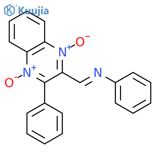 Benzenamine, N-[(1,4-dioxido-3-phenyl-2-quinoxalinyl)methylene]- structure