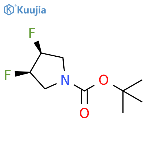 1-Pyrrolidinecarboxylic acid, 3,4-difluoro-, 1,1-dimethylethyl ester, (3R,4S)-rel- structure