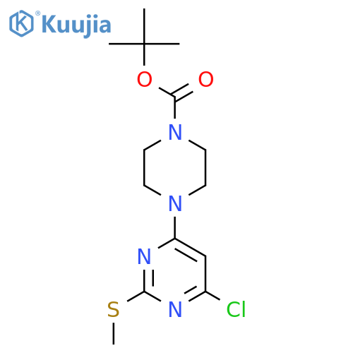 tert-Butyl 4-(6-chloro-2-(methylthio)pyrimidin-4-yl)piperazine-1-carboxylate structure