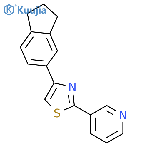 Pyridine, 3-[4-(2,3-dihydro-1H-inden-5-yl)-2-thiazolyl]- structure