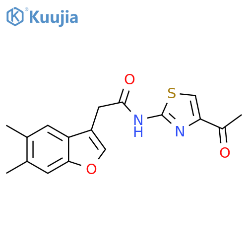 N-(4-acetyl-1,3-thiazol-2-yl)-2-(5,6-dimethyl-1-benzofuran-3-yl)acetamide structure