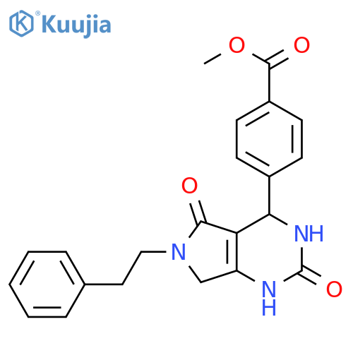 methyl 4-2,5-dioxo-6-(2-phenylethyl)-1H,2H,3H,4H,5H,6H,7H-pyrrolo3,4-dpyrimidin-4-ylbenzoate structure