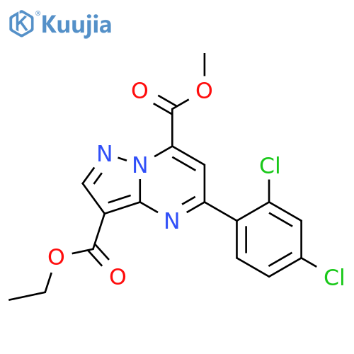 <br>3-ethyl 7-methyl 5-(2,4-dichlorophenyl)pyrazolo[1,5-a]pyrimidine-3,7-dicarb oxylate structure