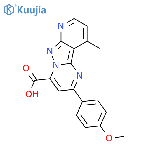 <br>2-(4-methoxyphenyl)-8,10-dimethylpyrido[2',3':3,4]pyrazolo[1,5-a]pyrimidine -4-carboxylic acid structure