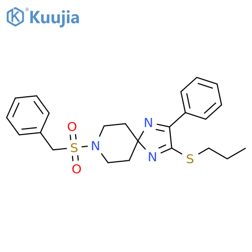 2-phenyl-8-phenylmethanesulfonyl-3-(propylsulfanyl)-1,4,8-triazaspiro4.5deca-1,3-diene structure