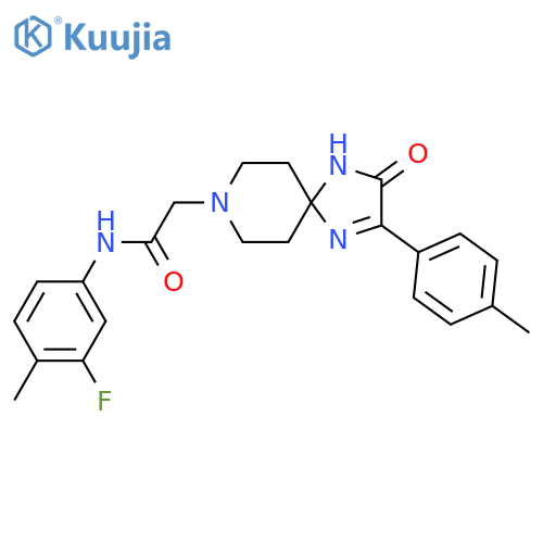 N-(3-fluoro-4-methylphenyl)-2-2-(4-methylphenyl)-3-oxo-1,4,8-triazaspiro4.5dec-1-en-8-ylacetamide structure