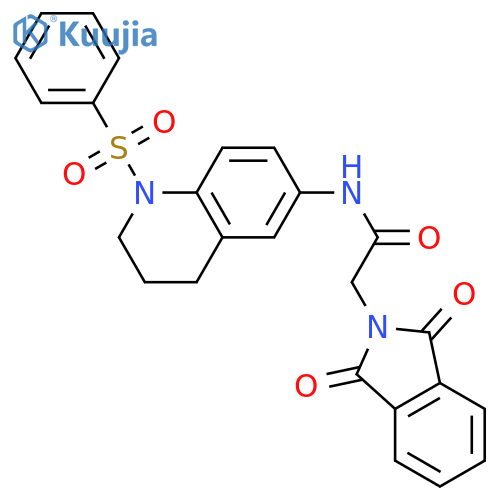 N-1-(benzenesulfonyl)-1,2,3,4-tetrahydroquinolin-6-yl-2-(1,3-dioxo-2,3-dihydro-1H-isoindol-2-yl)acetamide structure
