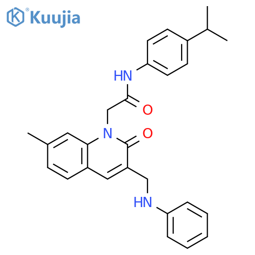 2-{7-methyl-2-oxo-3-(phenylamino)methyl-1,2-dihydroquinolin-1-yl}-N-4-(propan-2-yl)phenylacetamide structure
