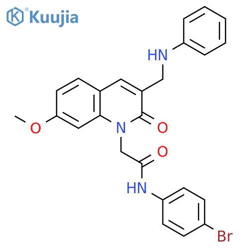 N-(4-bromophenyl)-2-{7-methoxy-2-oxo-3-(phenylamino)methyl-1,2-dihydroquinolin-1-yl}acetamide structure