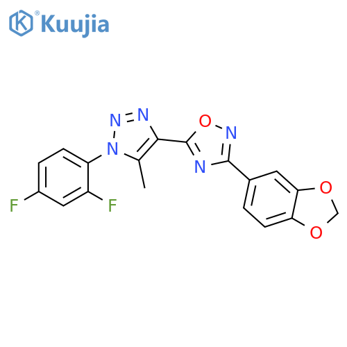 3-(2H-1,3-benzodioxol-5-yl)-5-1-(2,4-difluorophenyl)-5-methyl-1H-1,2,3-triazol-4-yl-1,2,4-oxadiazole structure
