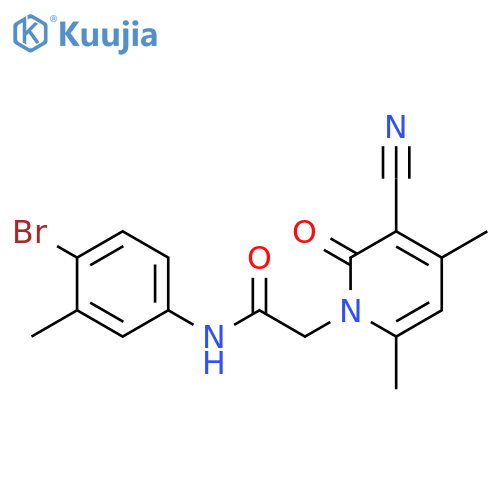 N-(4-bromo-3-methylphenyl)-2-(3-cyano-4,6-dimethyl-2-oxopyridin-1-yl)acetamide structure