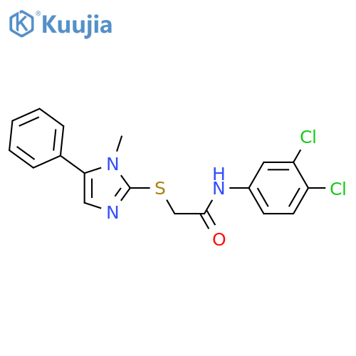 N-(3,4-dichlorophenyl)-2-(1-methyl-5-phenyl-1H-imidazol-2-yl)sulfanylacetamide structure