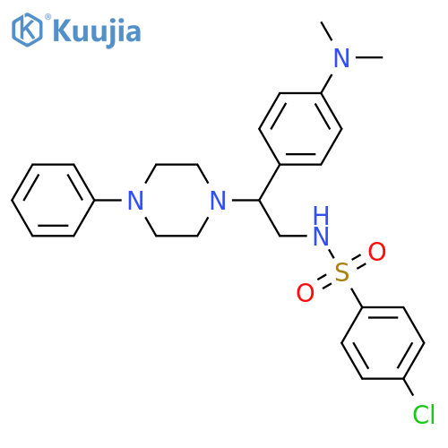 4-chloro-N-{2-4-(dimethylamino)phenyl-2-(4-phenylpiperazin-1-yl)ethyl}benzene-1-sulfonamide structure