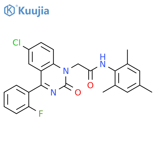 2-6-chloro-4-(2-fluorophenyl)-2-oxo-1,2-dihydroquinazolin-1-yl-N-(2,4,6-trimethylphenyl)acetamide structure