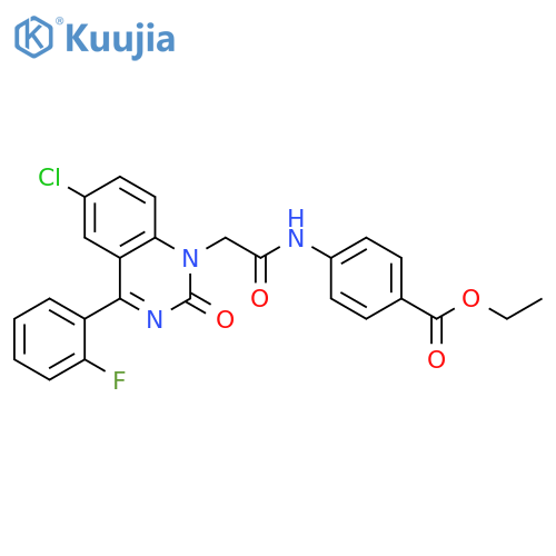 ethyl 4-{2-6-chloro-4-(2-fluorophenyl)-2-oxo-1,2-dihydroquinazolin-1-ylacetamido}benzoate structure