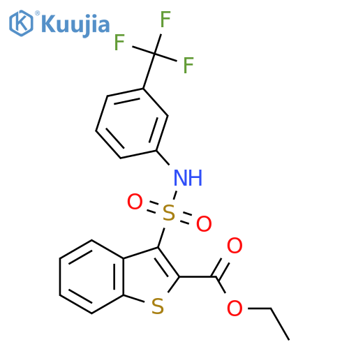 ethyl 3-{3-(trifluoromethyl)phenylsulfamoyl}-1-benzothiophene-2-carboxylate structure