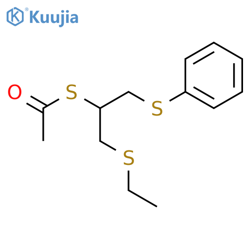Ethanethioic acid, S-[1-[(ethylthio)methyl]-2-(phenylthio)ethyl] ester structure