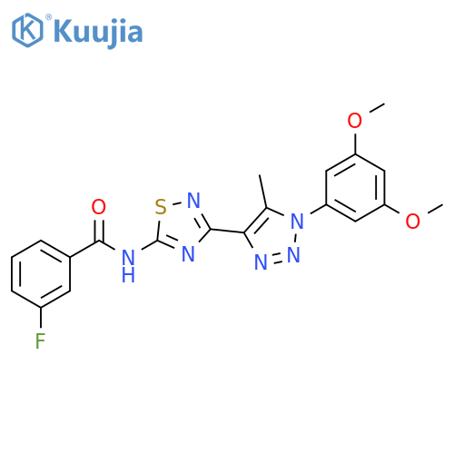 N-{3-1-(3,5-dimethoxyphenyl)-5-methyl-1H-1,2,3-triazol-4-yl-1,2,4-thiadiazol-5-yl}-3-fluorobenzamide structure