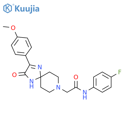 N-(4-fluorophenyl)-2-2-(4-methoxyphenyl)-3-oxo-1,4,8-triazaspiro4.5dec-1-en-8-ylacetamide structure