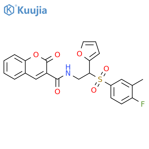 N-2-(4-fluoro-3-methylbenzenesulfonyl)-2-(furan-2-yl)ethyl-2-oxo-2H-chromene-3-carboxamide structure