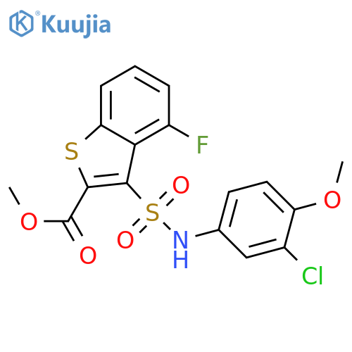 methyl 3-(3-chloro-4-methoxyphenyl)sulfamoyl-4-fluoro-1-benzothiophene-2-carboxylate structure