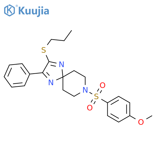 8-(4-methoxybenzenesulfonyl)-2-phenyl-3-(propylsulfanyl)-1,4,8-triazaspiro4.5deca-1,3-diene structure