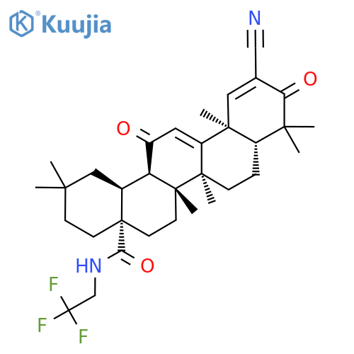 (4aS,6aR,6bS,8aR,12aS,14aR,14bS)-11-cyano-2,2,6a,6b,9,9,12a-heptamethyl-10,14-dioxo-N-(2,2,2-trifluoroethyl)-1,3,4,5,6,7,8,8a,14a,14b-decahydropicene-4a-carboxamide structure