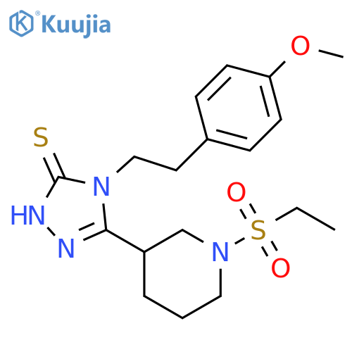 5-(1-(Ethylsulfonyl)piperidin-3-yl)-4-(4-methoxy-phenethyl)-4H-1,2,4-triazole-3-thiol structure