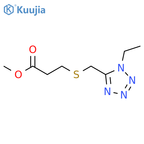 Propanoic acid, 3-[[(1-ethyl-1H-tetrazol-5-yl)methyl]thio]-, methyl ester structure