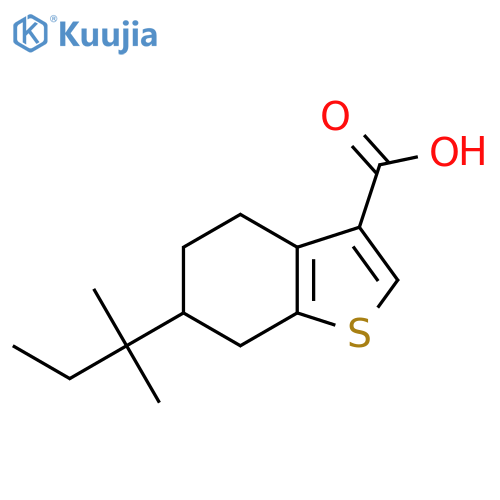 6-(2-methylbutan-2-yl)-4,5,6,7-tetrahydro-1-benzothiophene-3-carboxylic acid structure