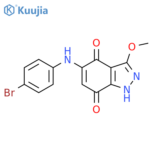 1H-Indazole-4,7-dione, 5-[(4-bromophenyl)amino]-3-methoxy- structure