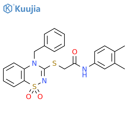 2-(4-benzyl-1,1-dioxo-4H-1lambda6,2,4-benzothiadiazin-3-yl)sulfanyl-N-(3,4-dimethylphenyl)acetamide structure