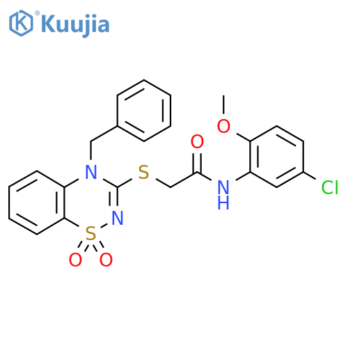 2-(4-benzyl-1,1-dioxo-4H-1lambda6,2,4-benzothiadiazin-3-yl)sulfanyl-N-(5-chloro-2-methoxyphenyl)acetamide structure