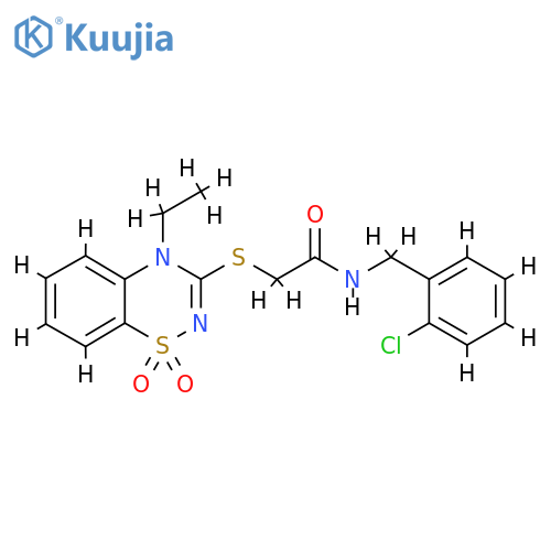 N-(2-chlorophenyl)methyl-2-(4-ethyl-1,1-dioxo-4H-1lambda6,2,4-benzothiadiazin-3-yl)sulfanylacetamide structure