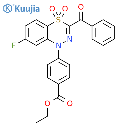 ethyl 4-(3-benzoyl-7-fluoro-4,4-dioxo-1H-4lambda6,1,2-benzothiadiazin-1-yl)benzoate structure