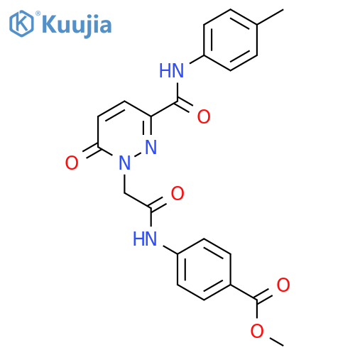 methyl 4-(2-{3-(4-methylphenyl)carbamoyl-6-oxo-1,6-dihydropyridazin-1-yl}acetamido)benzoate structure