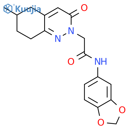 N-(2H-1,3-benzodioxol-5-yl)-2-(6-methyl-3-oxo-2,3,5,6,7,8-hexahydrocinnolin-2-yl)acetamide structure