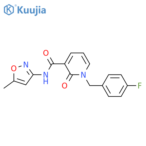 1-(4-fluorophenyl)methyl-N-(5-methyl-1,2-oxazol-3-yl)-2-oxo-1,2-dihydropyridine-3-carboxamide structure