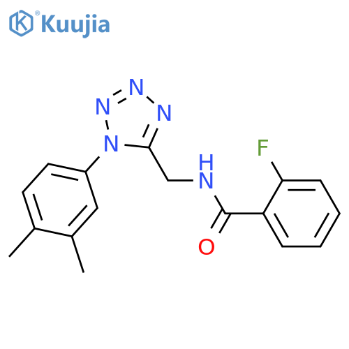N-{1-(3,4-dimethylphenyl)-1H-1,2,3,4-tetrazol-5-ylmethyl}-2-fluorobenzamide structure