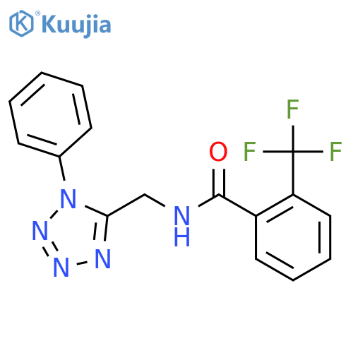N-(1-phenyl-1H-1,2,3,4-tetrazol-5-yl)methyl-2-(trifluoromethyl)benzamide structure