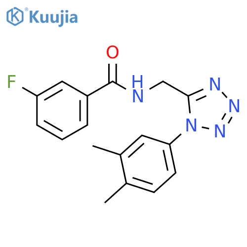 N-{1-(3,4-dimethylphenyl)-1H-1,2,3,4-tetrazol-5-ylmethyl}-3-fluorobenzamide structure