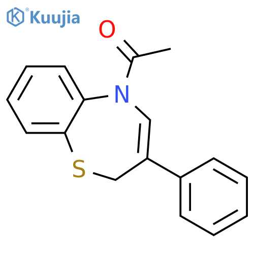 1,5-Benzothiazepine, 5-acetyl-2,5-dihydro-3-phenyl- structure