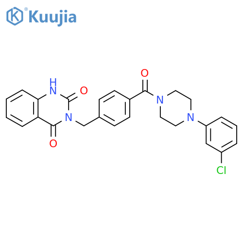 3-({4-4-(3-chlorophenyl)piperazine-1-carbonylphenyl}methyl)-1,2,3,4-tetrahydroquinazoline-2,4-dione structure