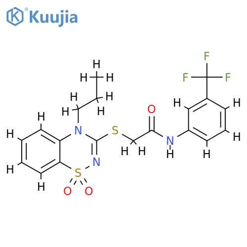 2-(1,1-dioxo-4-propyl-4H-1lambda6,2,4-benzothiadiazin-3-yl)sulfanyl-N-3-(trifluoromethyl)phenylacetamide structure