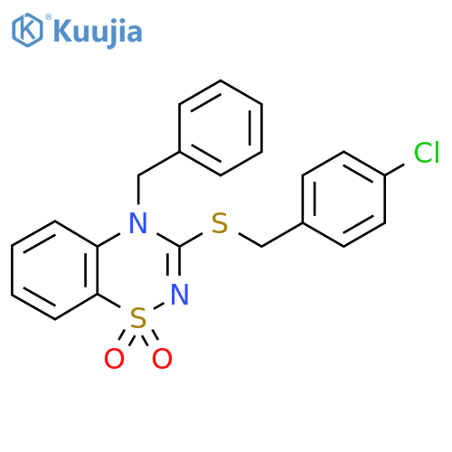 4-benzyl-3-{(4-chlorophenyl)methylsulfanyl}-4H-1lambda6,2,4-benzothiadiazine-1,1-dione structure