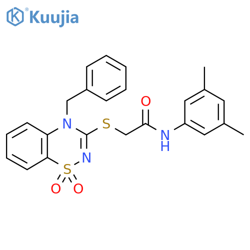 2-(4-benzyl-1,1-dioxo-4H-1lambda6,2,4-benzothiadiazin-3-yl)sulfanyl-N-(3,5-dimethylphenyl)acetamide structure