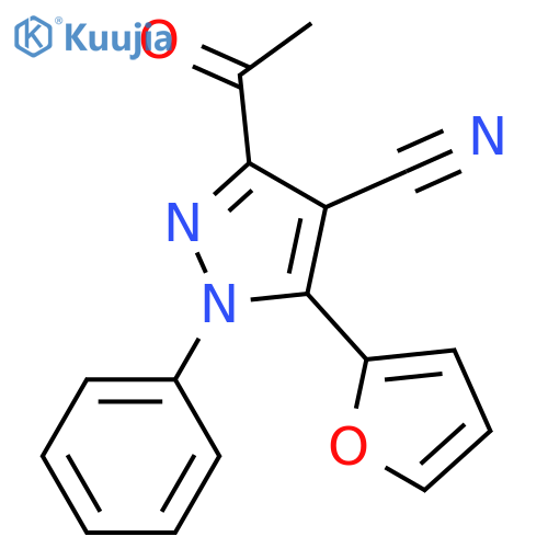 1H-Pyrazole-4-carbonitrile,  3-acetyl-5-(2-furanyl)-1-phenyl- structure