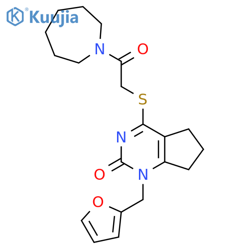 4-{2-(azepan-1-yl)-2-oxoethylsulfanyl}-1-(furan-2-yl)methyl-1H,2H,5H,6H,7H-cyclopentadpyrimidin-2-one structure